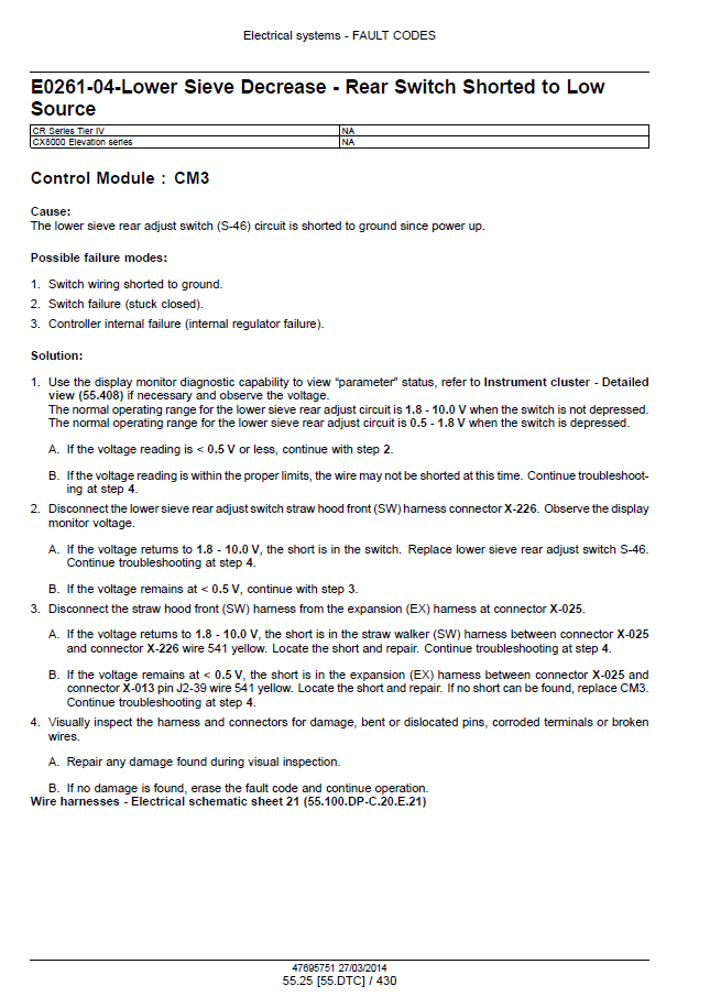 New Holland CR9090 EU, CX8080 Elevation, CX8090 Elevation Service Manual 47712617 PDF