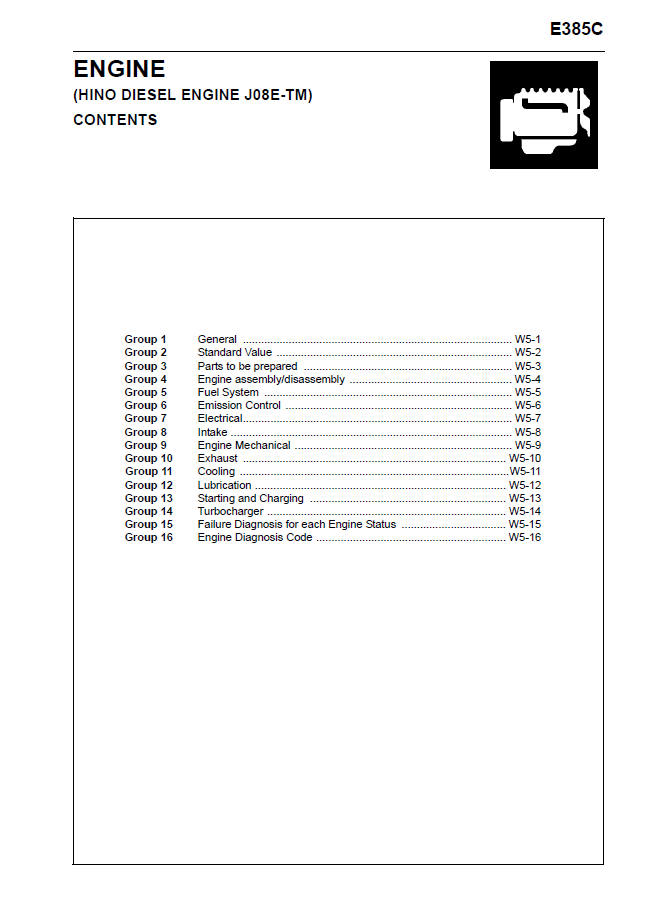 New Holland E385C Hino J08E-TM Diesel Engine Workshop and Repair Handbook 47391168A (PDF)