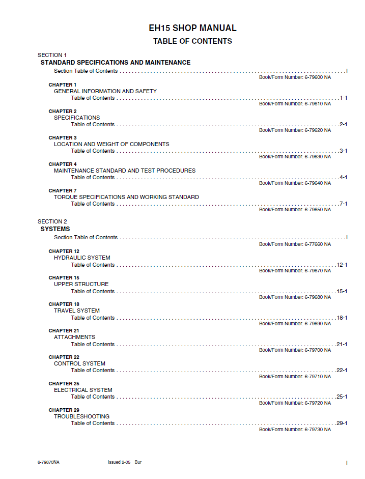 New Holland EH15 Hydraulic Excavator Service Manual 6-79880NA