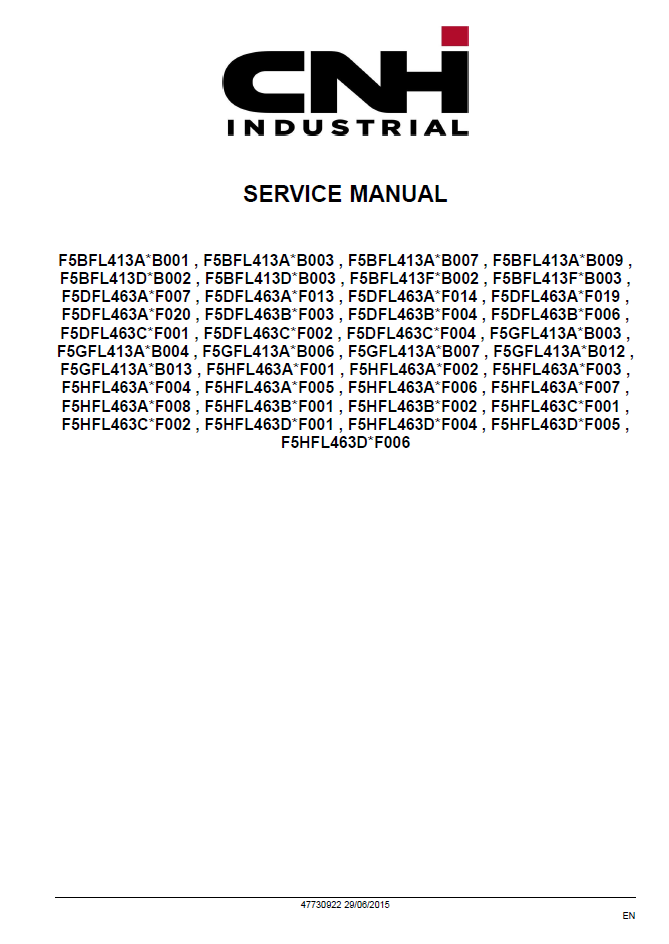 New Holland F5 Tier 4B Final Engine Service Manual 47730922