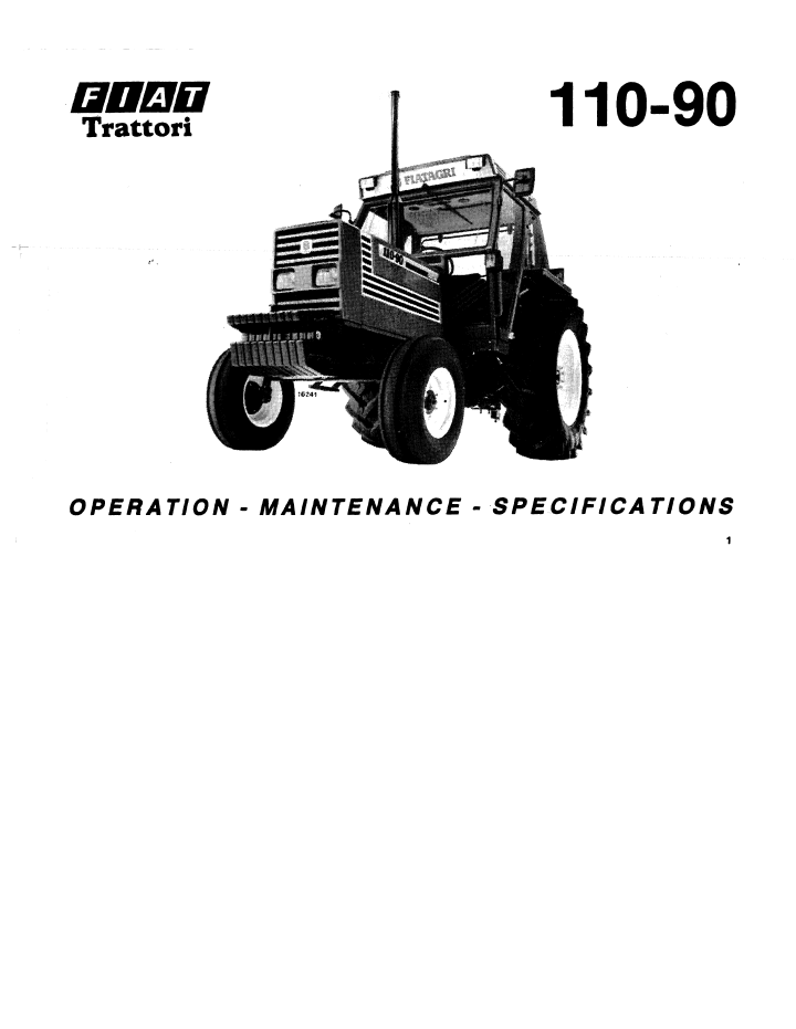 New Holland Fiat 110-90 DT Tractor Operator & Maintenance Manual 06910280