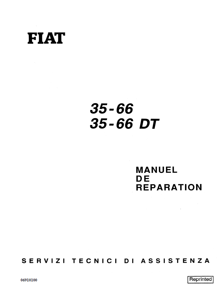 New Holland Fiat 35-66 & 35-66 DT Tractor Workshop Manual 06910100
