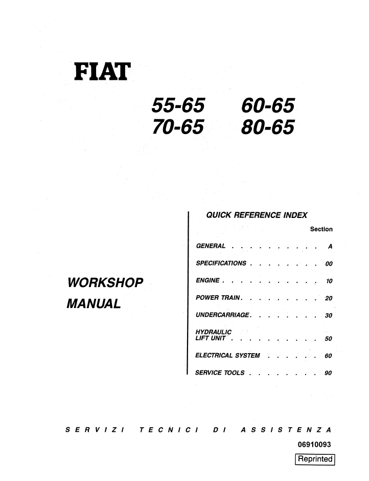 New Holland Fiat 55-65, 60-65, 70-65 & 80-65 Workshop Manual 06910093