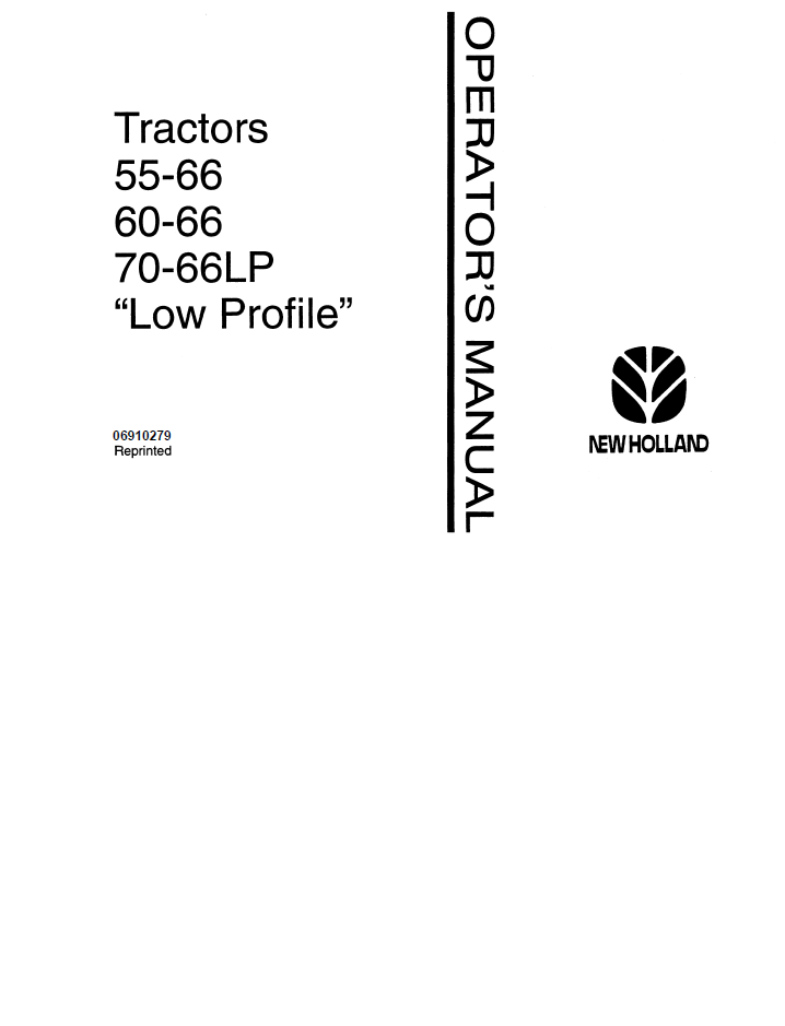 New Holland Fiat 55-66, 60-66 & 70-66 LP Operator Manual 06910279
