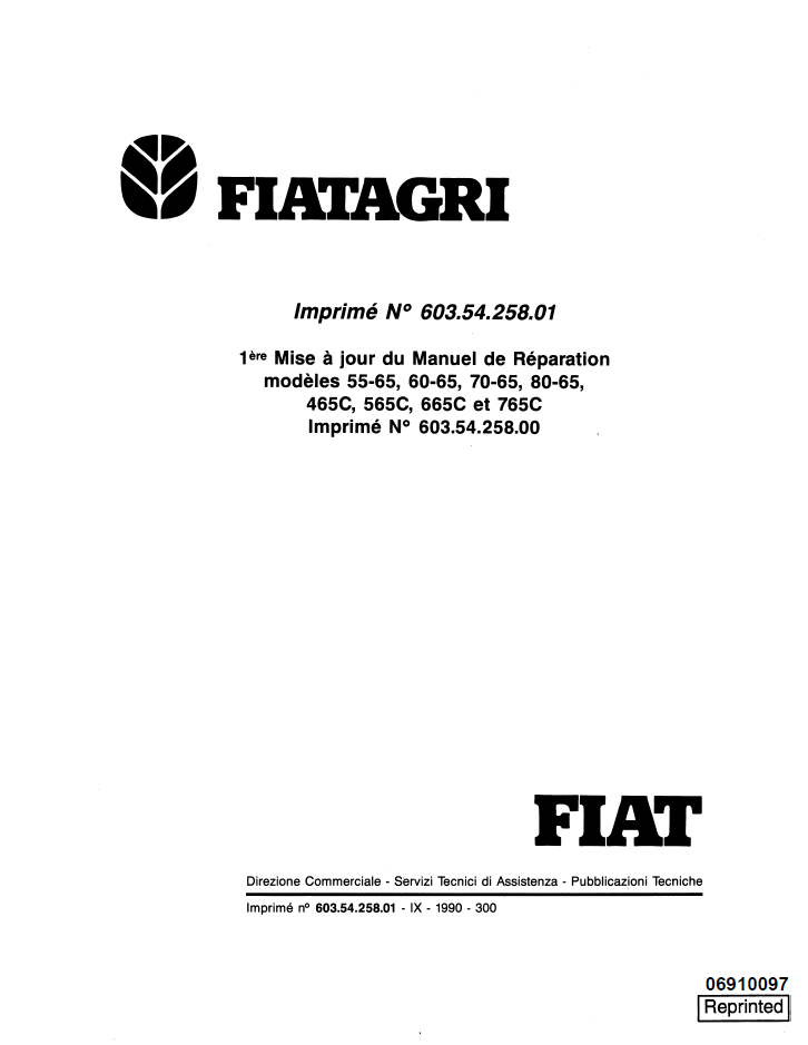 New Holland Fiat 55-75, 60-75, 70-75 & 80-75 Workshop Manual 06910097