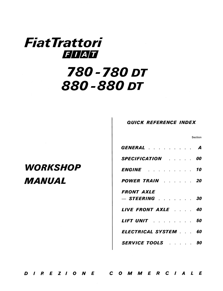 New Holland Fiat 780 780 DT 880 880 DT Tractor Repair Manual 06910053