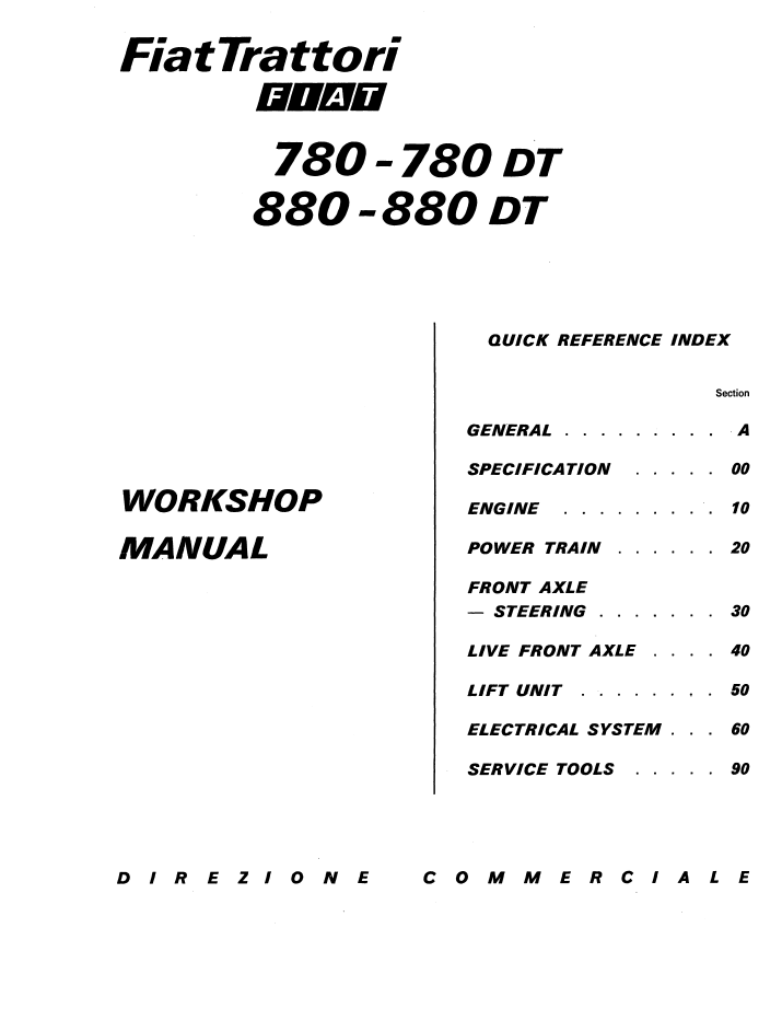 New Holland Fiat 780 780 DT 880 880 DT Workshop Manual 06910052