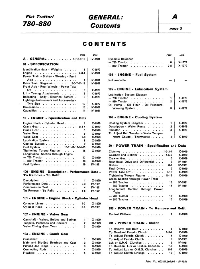 New Holland Fiat 780 880 Tractor Repair Workshop Manual 06910052 PDF