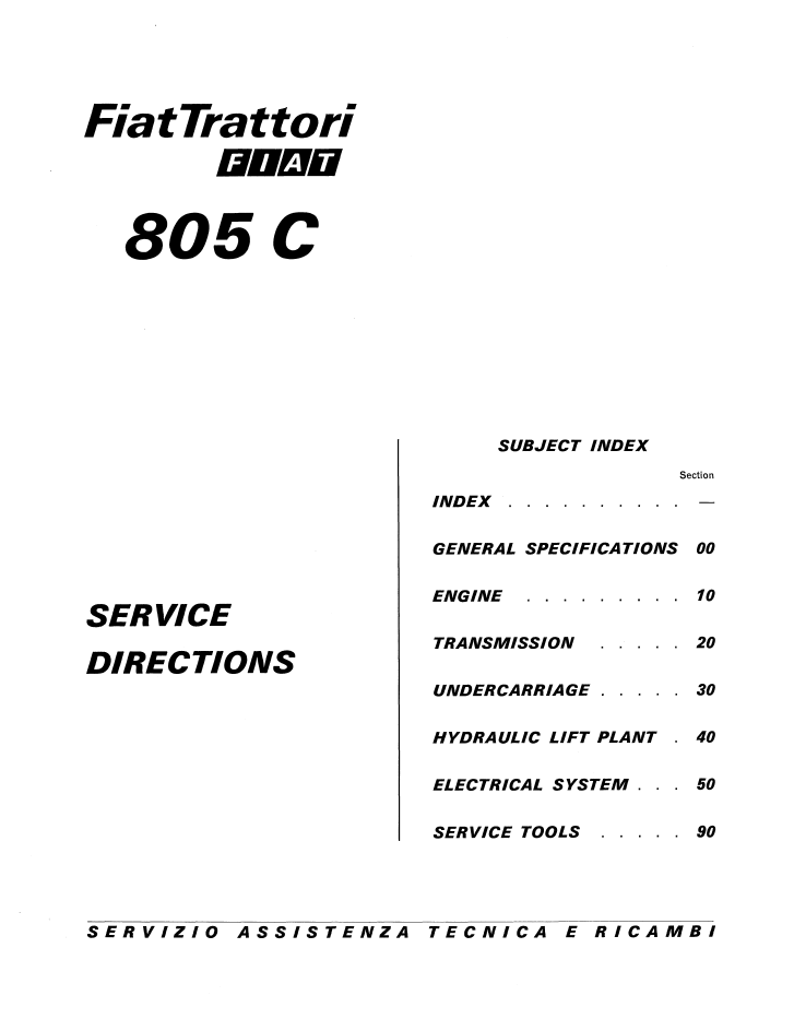 New Holland Fiat 805C Tractor Repair Manual 06910046 PDF