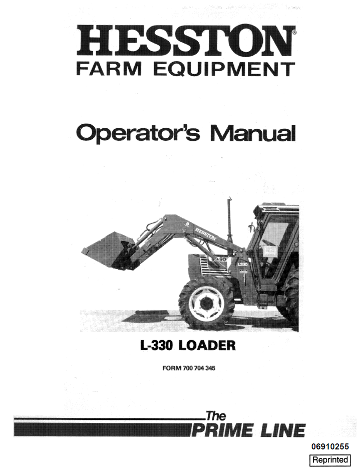 New Holland Fiat Hesston L-330 Loader Operator Manual 06910255