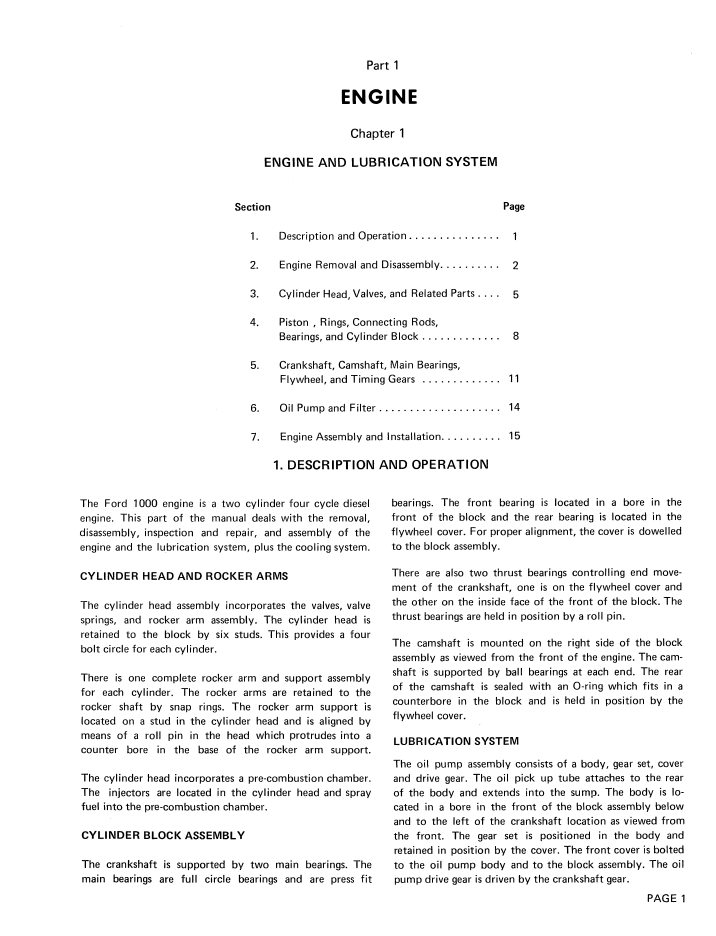 New Holland Ford 1000, 1600 Tractor Repair Manual 40100020 PDF