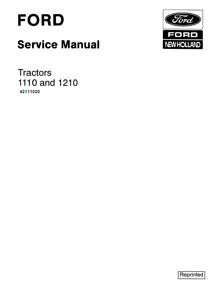 New Holland Ford 1110 1210 Tractor Service Manual 42111020
