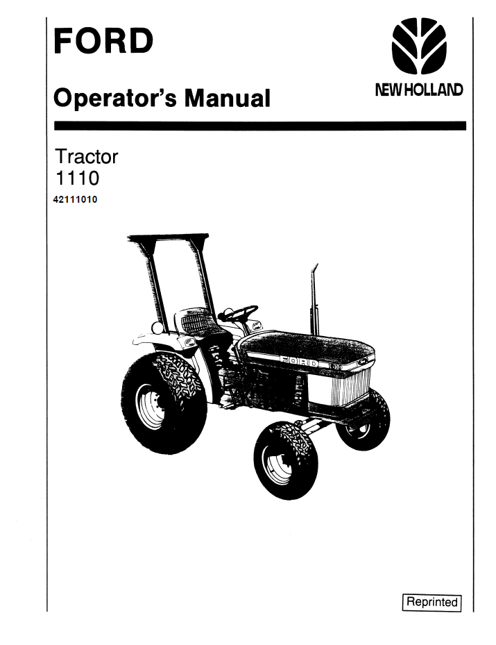 New Holland Ford 1110 Tractor Operator Manual 42111010 PDF