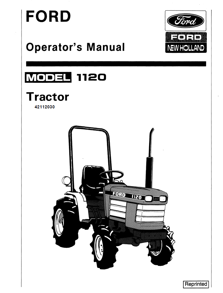 New Holland Ford 1120 Tractor Operator Manual PDF 42112030