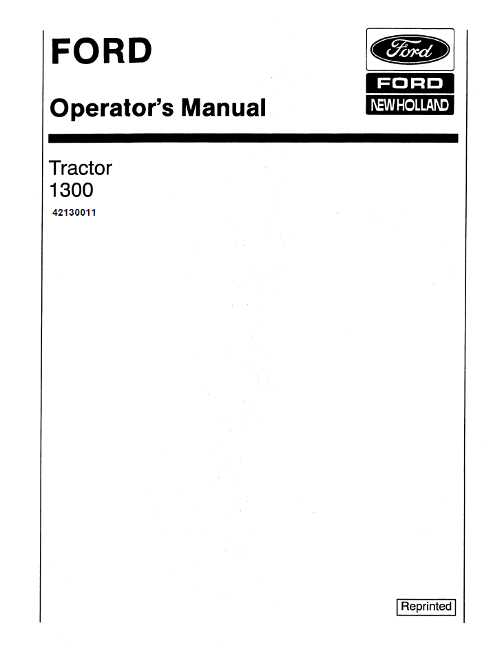New Holland Ford 1300 Tractor Operator Manual 42130011 PDF