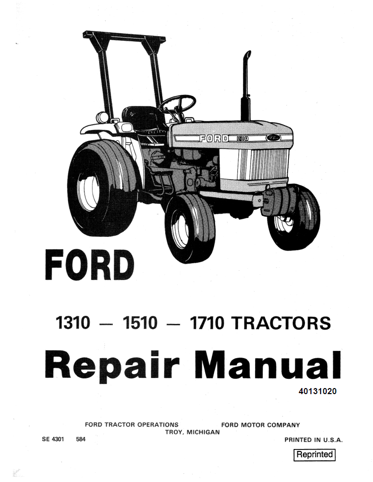 New Holland Ford 1310, 1510, 1710 Repair Manual 40131020 PDF