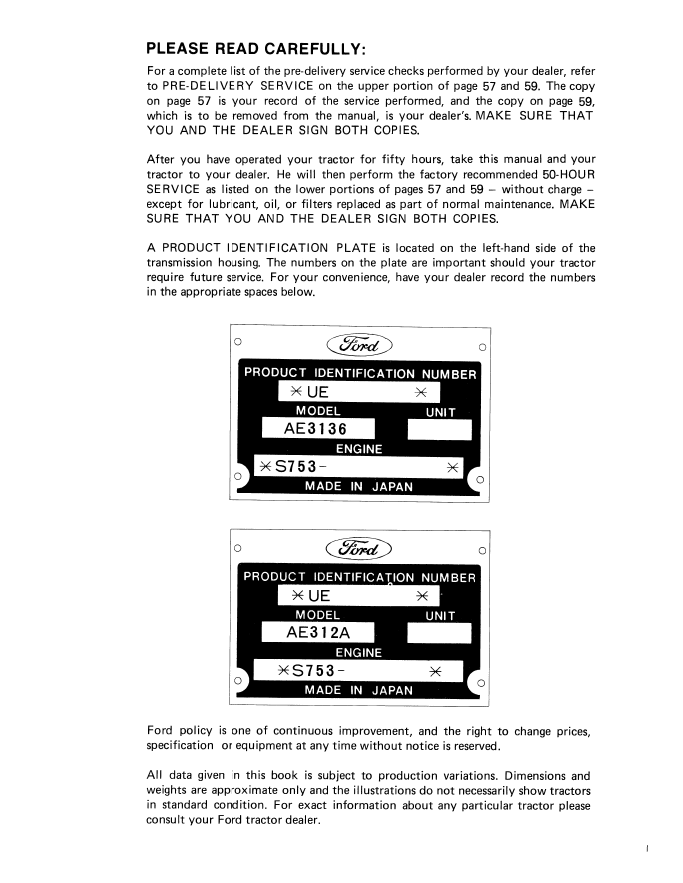 New Holland Ford 1310 Tractor Operating Guide 42131010 PDF