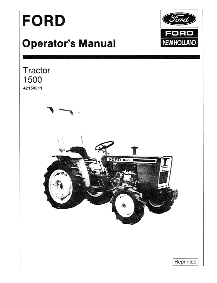 New Holland Ford 1500 Tractor Operator Manual 42150011 PDF