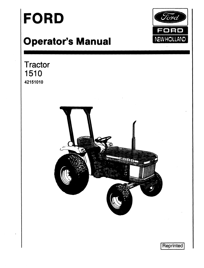 New Holland Ford 1510 Tractor Operator Manual 42151010 PDF