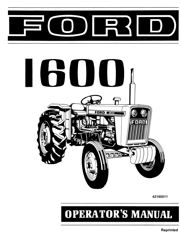 New Holland Ford 1600 Tractor Operator Manual 42160011 PDF