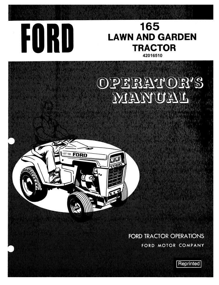 New Holland Ford 165 Lawn Garden Tractor Operator Manual 42016510
