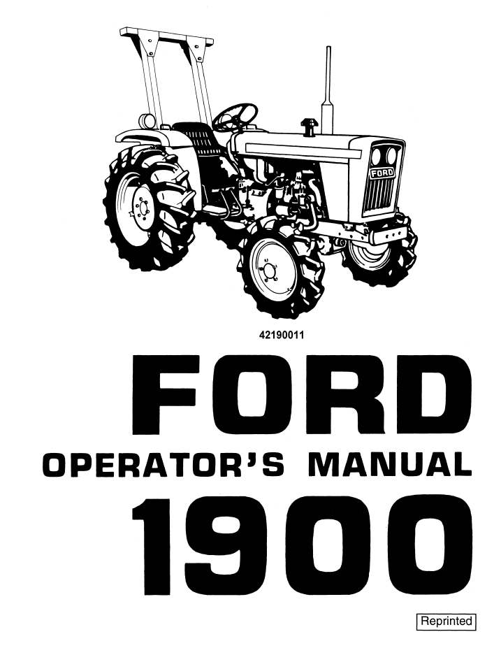 New Holland Ford 1700 1900 Tractor Operator Manual 42190011 PDF