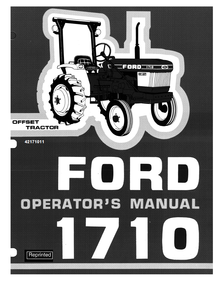 New Holland Ford 1710 Tractor Operator Manual 42171011 PDF