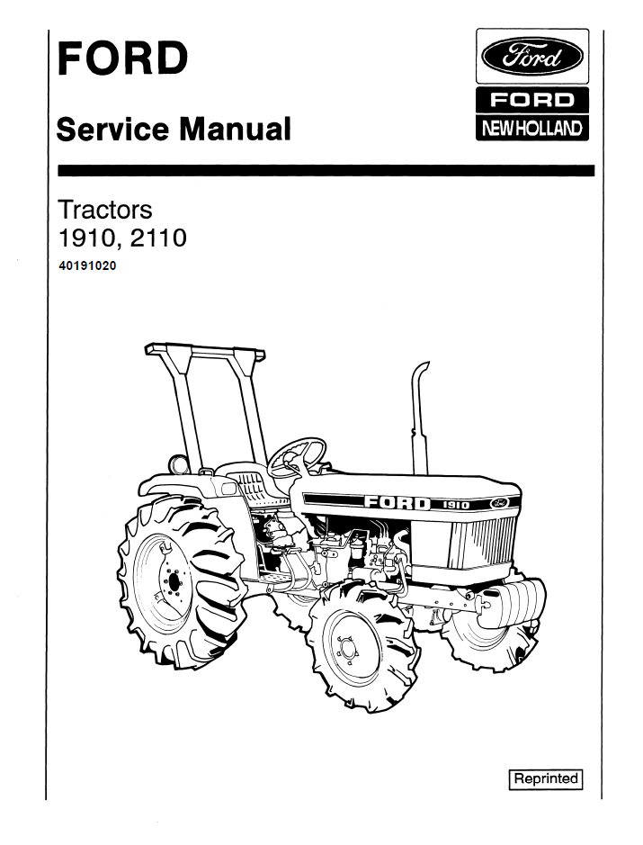New Holland Ford 1910, 2110 Tractor Service Manual 40191020 PDF