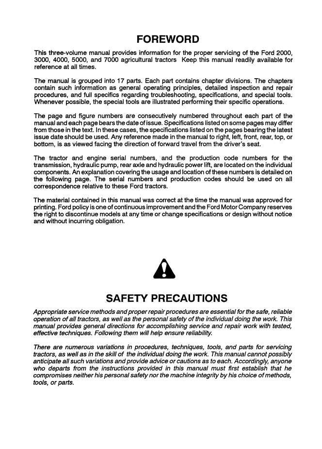 New Holland Ford 2000, 3000, 4000, 5000 Service Manual PDF