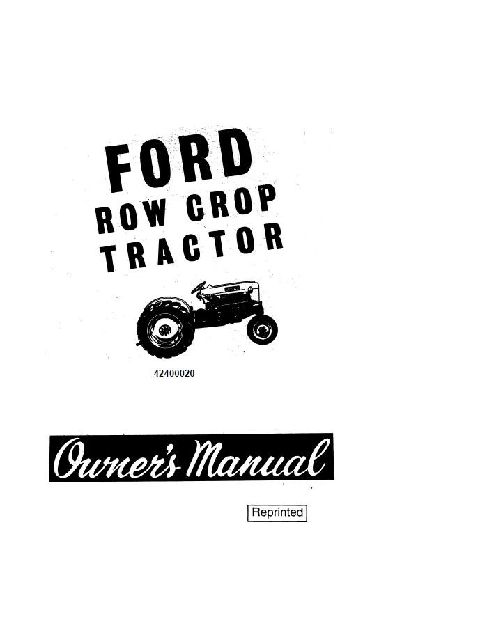 New Holland Ford 2000 4000 Row Crop Tractor Manual 42400020 PDF