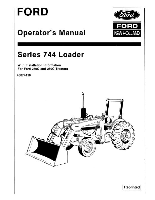 New Holland Ford 250C 260C Tractor Operator Manual 43074410 PDF