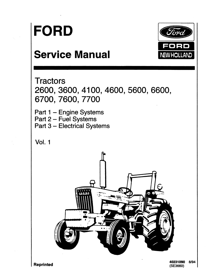 New Holland Ford 2600-7700 Tractor Service Manual 40231090 PDF