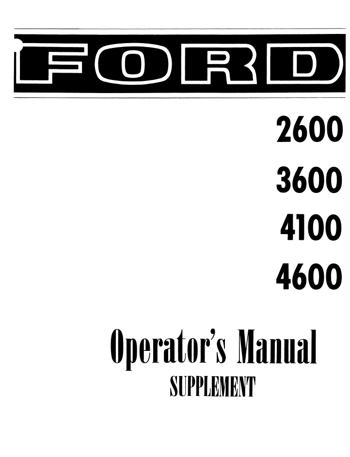 New Holland Ford 2600 3600 4100 4600 Manual 42260040 PDF