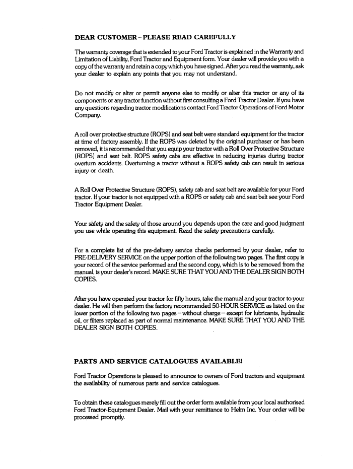 New Holland Ford 2910-4610 II Operator Manual 42291040 PDF