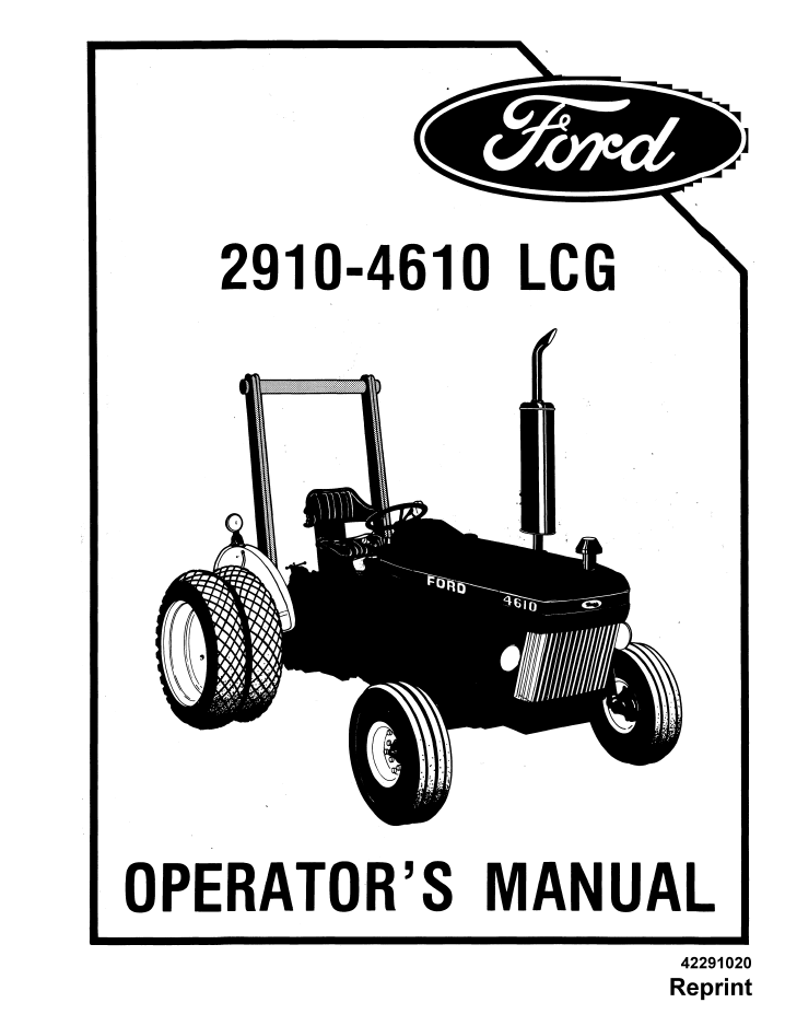 New Holland Ford 2910-4610 LCG Operator Manual 42291020 PDF