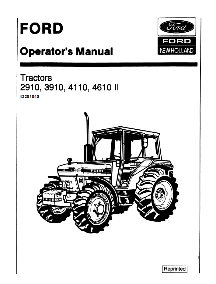New Holland Ford 2910, 3910, 4110, 4610 II Manual 42291040