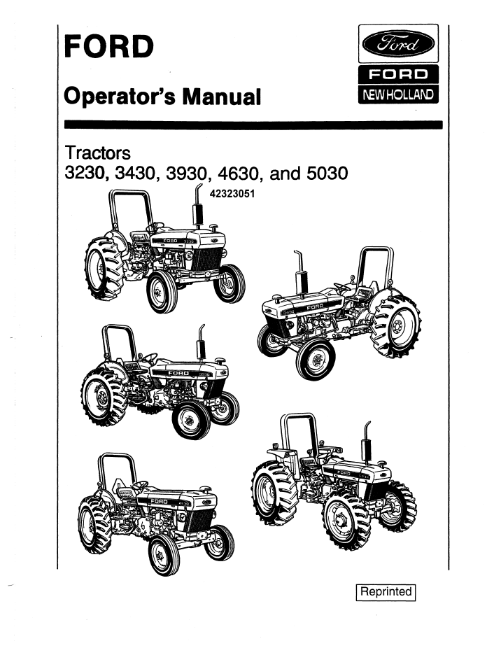 New Holland Ford 3230 3430 3930 4630 5030 Operator Manual 42323051 PDF