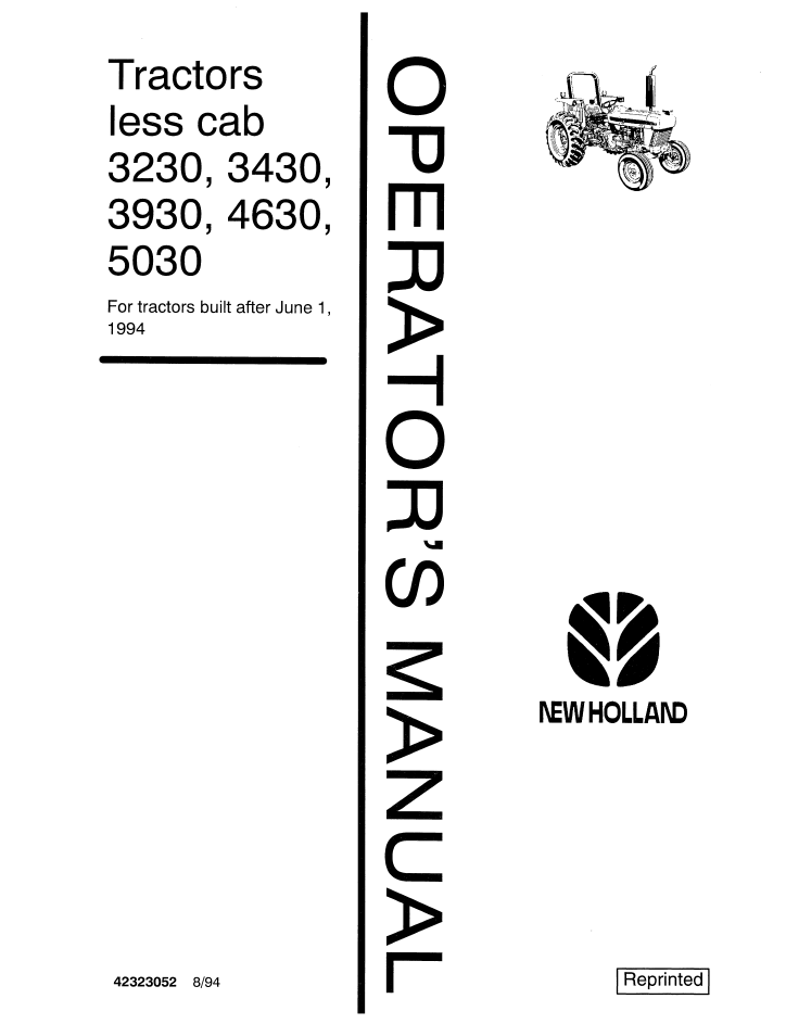New Holland Ford 3230 3430 3930 4630 5030 Operator Manual 42323052 PDF