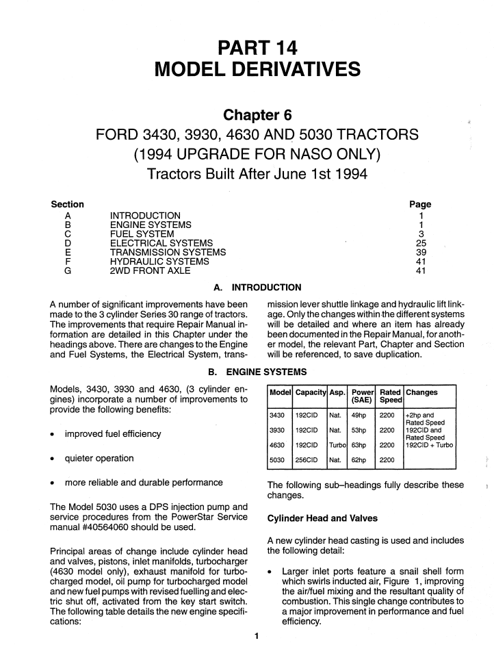 New Holland Ford 3430 3930 4630 5030 Tractor Repair Manual 06901148