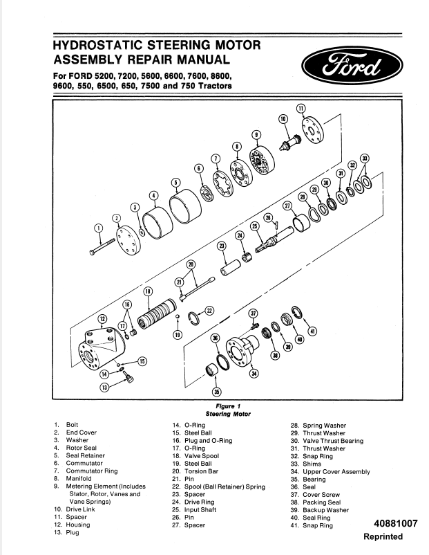 New Holland Ford 5200-9600 Tractor Repair Manual 40881007 PDF