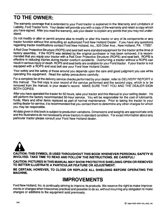 New Holland Ford 5530 6530 High Clearance Operator Manual 42553020