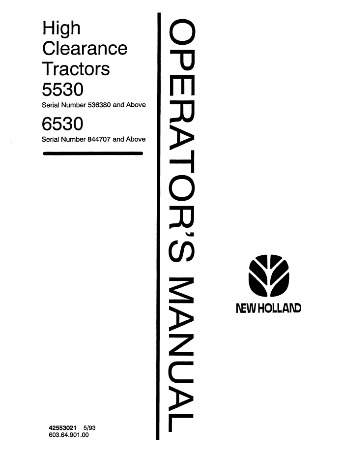 New Holland Ford 5530 6530 High Clearance Tractor Manual 42553021 PDF
