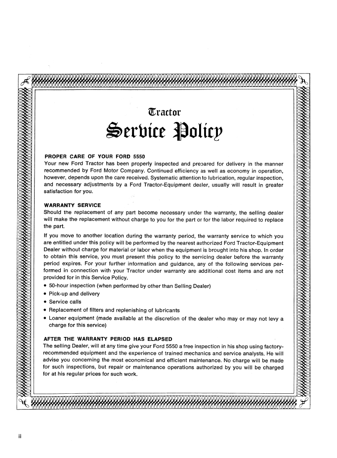 New Holland Ford 5550 Tractor Loader Backhoe Operator Manual PDF