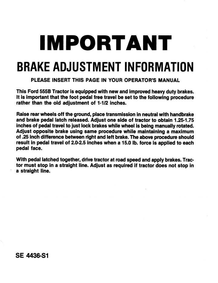 New Holland Ford 555B TLB Operator Manual PDF 42055511