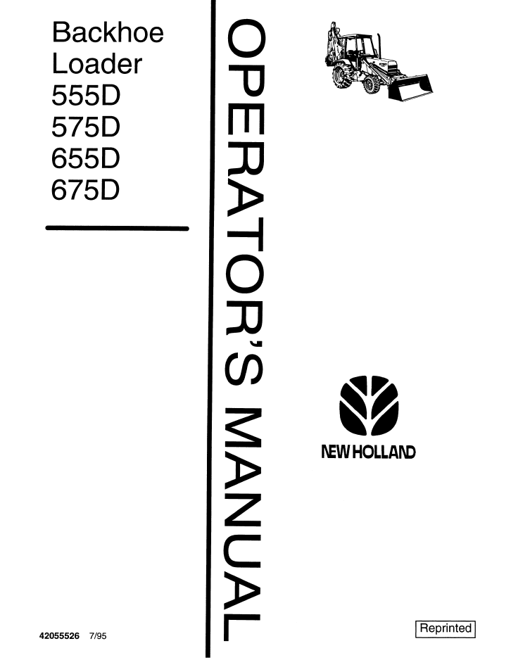 New Holland Ford 555D 575D 655D 675D Backhoe Manual 42055526