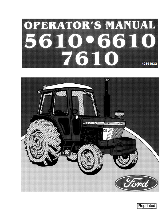 New Holland Ford 5610 6610 7610 Tractor Operator Manual 42561032 PDF