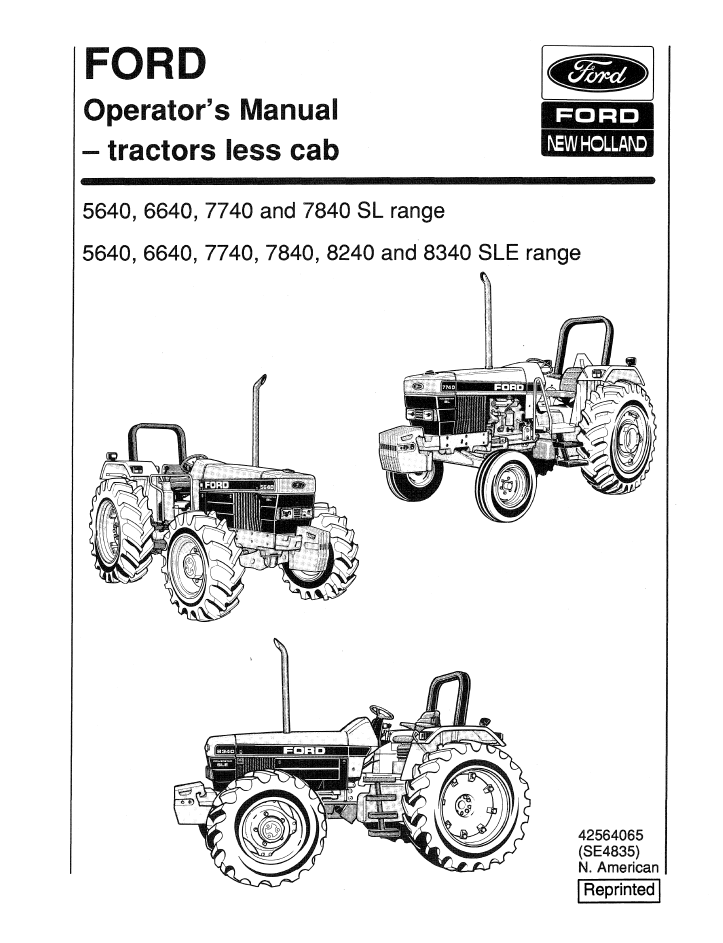 New Holland Ford 5640 6640 7740 7840 8240 8340 SLE Manual 42564065