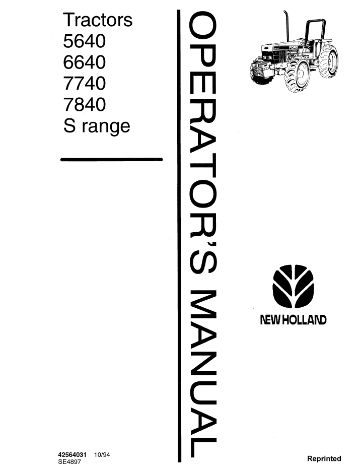 New Holland Ford 5640 6640 7740 7840 S Range Manual 42564031 PDF