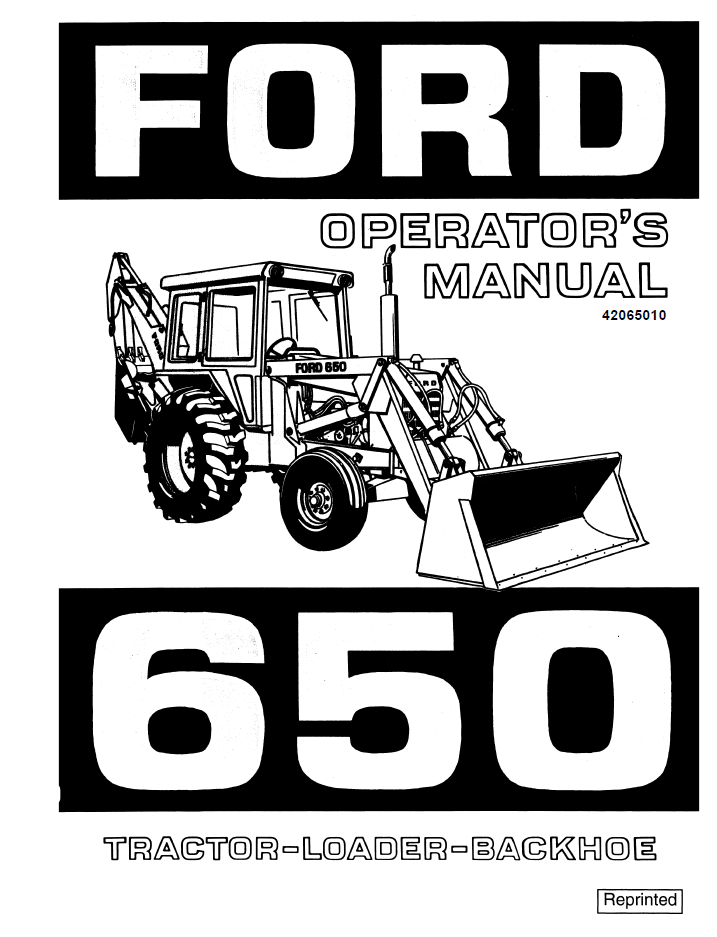 New Holland Ford 650 Tractor Loader Backhoe Manual 42065010