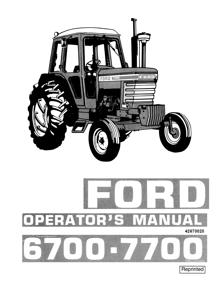 New Holland Ford 6700 & 7700 Tractor Operator's Manual (Pub. No. 42670020)